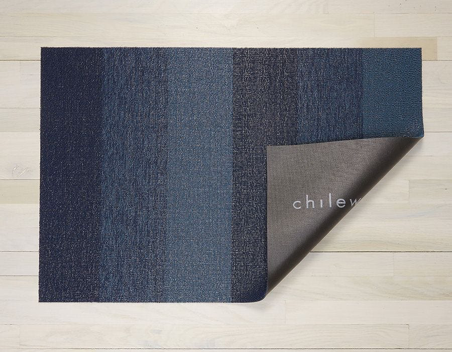 Chilewich Marbled Stripe Shag Doormat - Bay Blue 18” x 28”