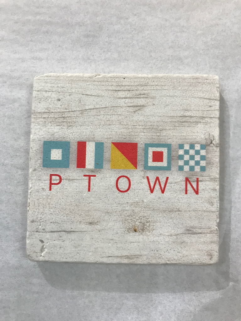 ptown flag Coaster - Natural Stone