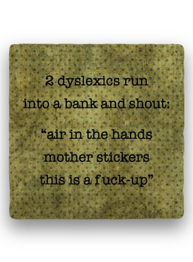 2 dyslexics run Coaster - Natural Stone