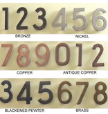 Diecast Metal Numbers - 4"H Width varied 1” to 2.75” Available in 6 Finishes
