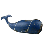 Reclaimed Blue Metal Whale - Md 15.75" x 6" x 6"