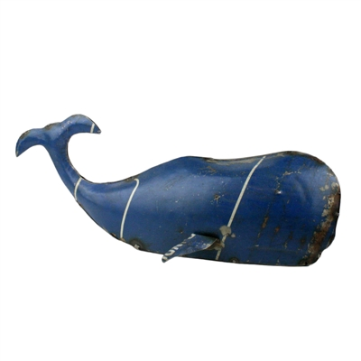 Blue Reclaimed Metal Whale - Md
