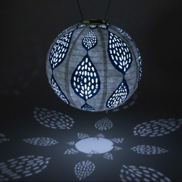 Indigo Leaf Solar Lanterns - Print Punch 12"