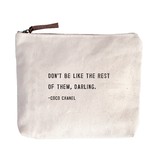 Don’t be Like The Rest Canvas Bag - Beige Canvas with Leather Zipper Tassle 9" x 7"