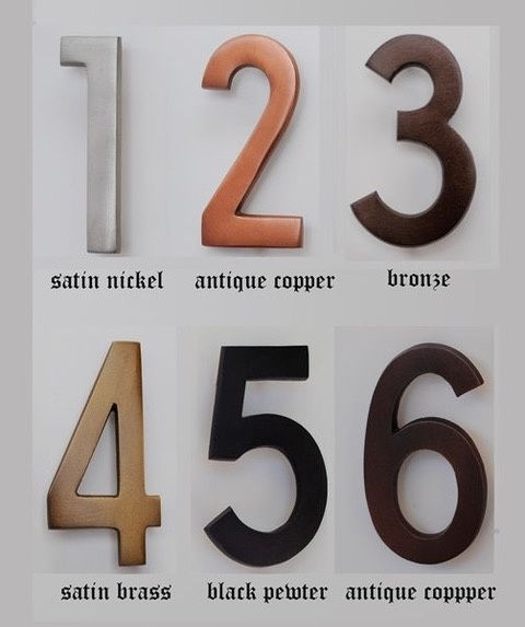 Diecast Metal Numbers - 4"H Width varied 1” to 2.75” Available in 6 Finishes