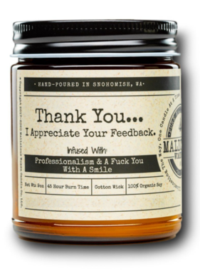 Thank You I Appreciate - Infused With 'A Smile' Scent: Clean Linen 9 Ounce Candle