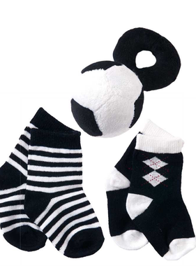 K&K INTERIORS Soccer Gift Set (2 Pair Socks and Rattle)