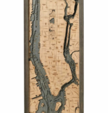 Manhattan Wood Map - Gray Frame 13.5"W x 31"L