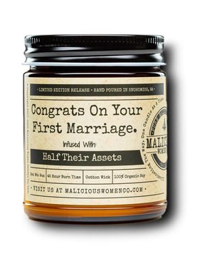 MALICIOUS WOMEN First Marriage Soy Candle 9oz - HoneySUCKle Scent