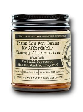 MALICIOUS WOMEN Affordable Therapy Soy Candle 9oz - Grapefruit & Mint Scent