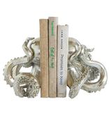 Resin Octopus Bookends, Silver, Set