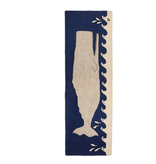 2.5' x 8' Great White Wavy Whale on Navy Runner - Blue & White