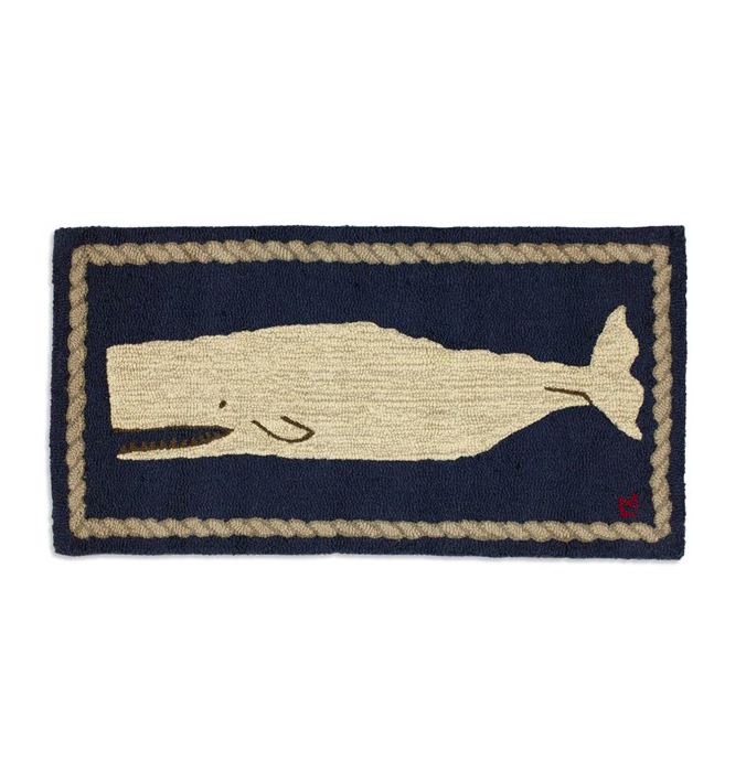 Moby Dick Whale Rug - Blue & White 2’ x 4'
