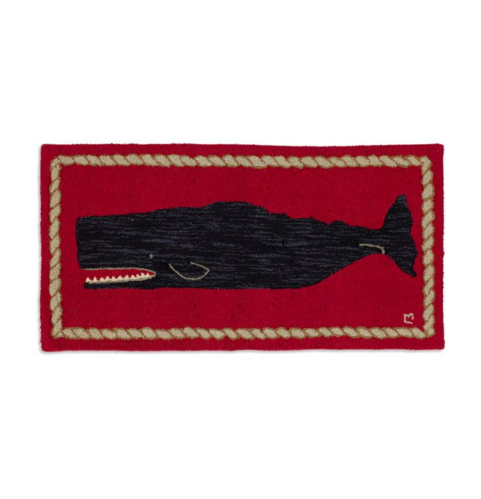 2' X 4' Whale Rug - Red & Black