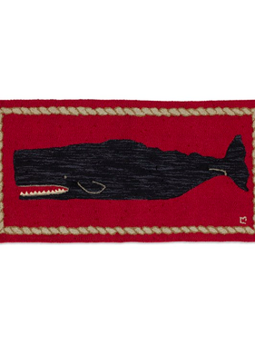 2' X 4' Whale Rug - Red & Black