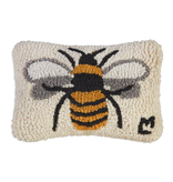 Lone Bee Hooked Wool Pillow 8” x 12”