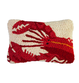 Red Lobster Hooked Wool Pillow 8” x 12”