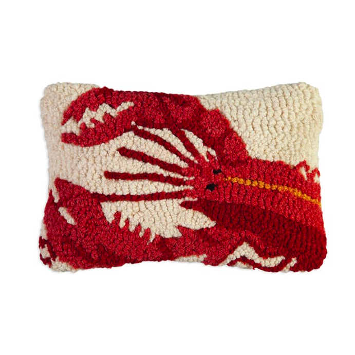 Red Lobster Hooked Wool Pillow 8” x 12”