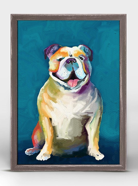 Best Friend - Bulldog On Blue 5” x 7”