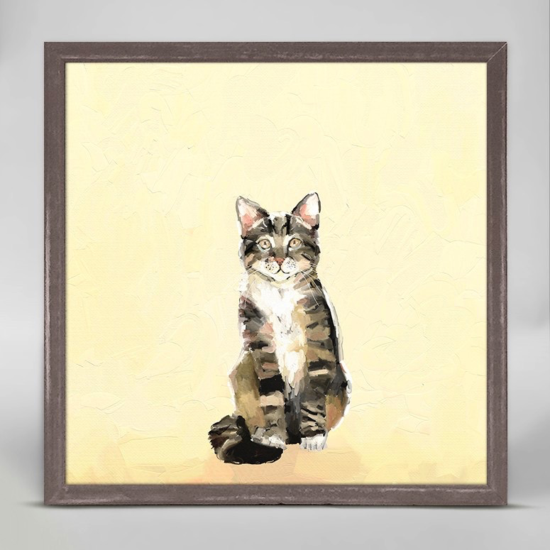 Feline Friends - Tabby Gray On Yellow 6” x 6”
