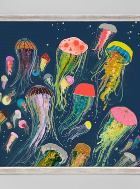 Floating Jellyfish Indigo 6” x 6”
