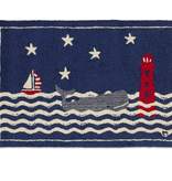 2’ x 3’ Wavy Whale Rug Whale & Lighthouse