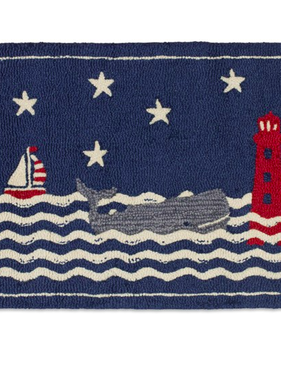 2’ x 3’ Wavy Whale Rug Whale & Lighthouse