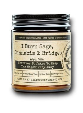 I Burn Sage, Cannabis & Bridges Soy Candle 9oz - Exotic Hemp Scent