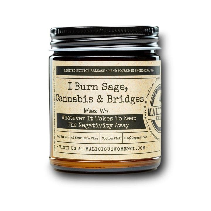 I Burn Sage, Cannabis & Bridges Soy Candle 9oz - Exotic Hemp Scent