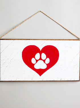 Twine Sign - Heart Paw