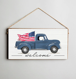 Twine Sign - Truck Welcome American Flag