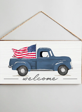 Twine Sign - Truck Welcome American Flag