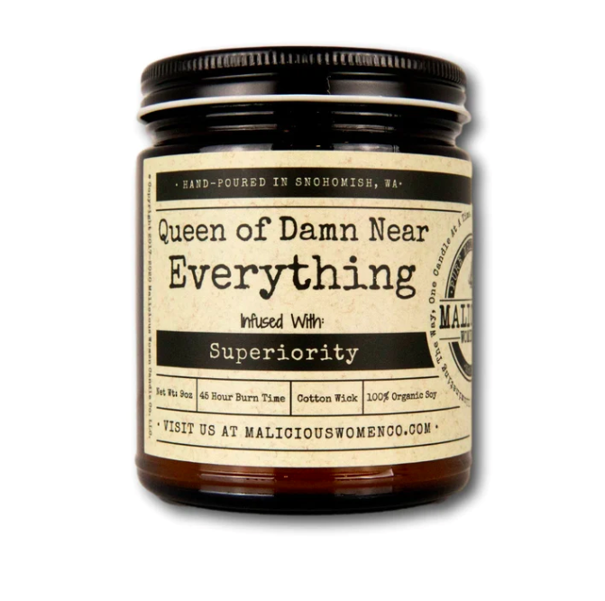 Queen of Damn Near Everything 9oz Soy Candle - Rebel Rose Scent