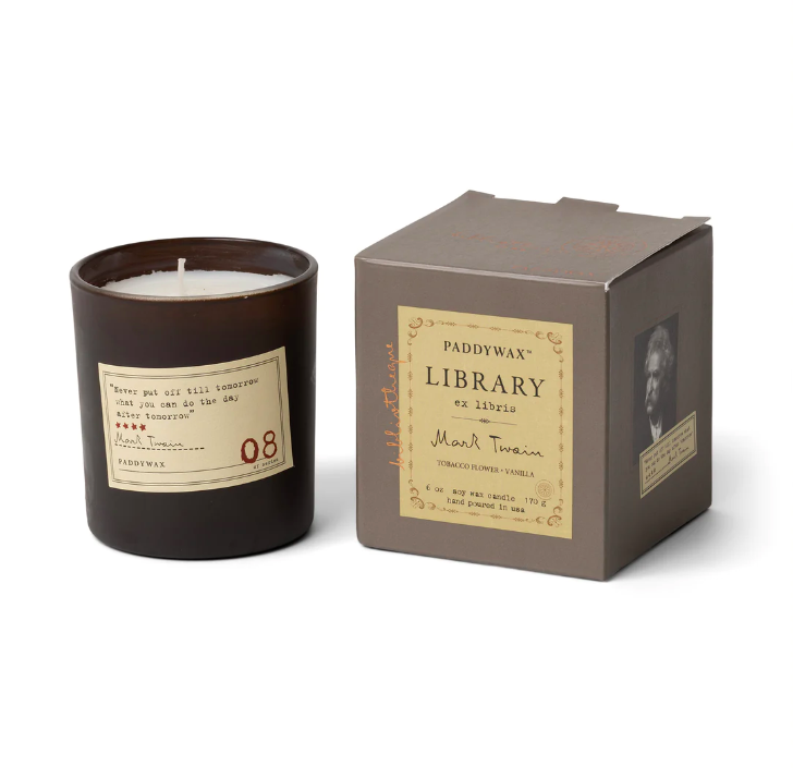 Library Candles Twain 6oz Glass