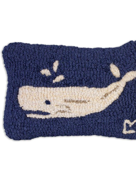 Spouting Whale Hooked Wool Pillow 8” x 12”