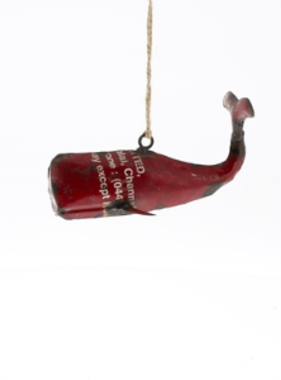 Red Whale Reclaimed Metal Ornament