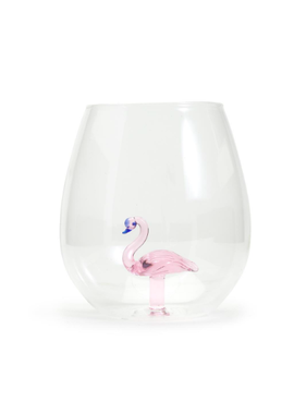 Fabulous Flamingo Stemless Wine Glass