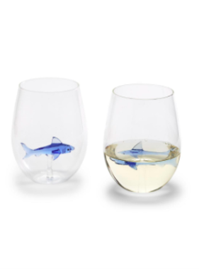 Great White Shark Stemless Wine Glass