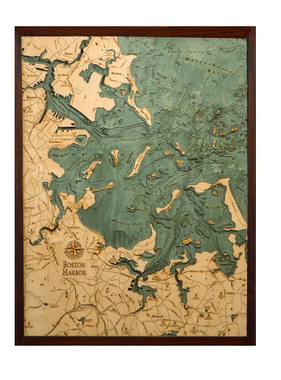 Boston Harbor Wood Map - Large