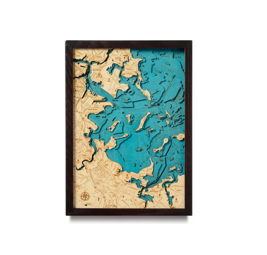 Boston Harbor Wood Map - Small