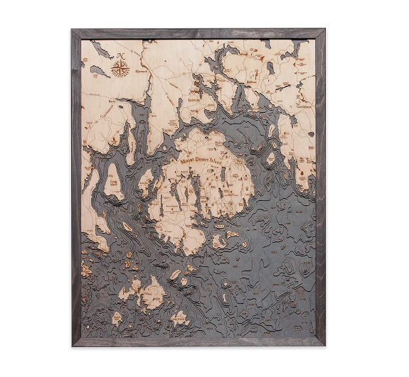 Bar Harbor/Mt Desert Island Wood Map