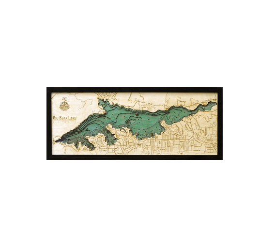 Big Bear Lake Wood Map 13.5” x 31”