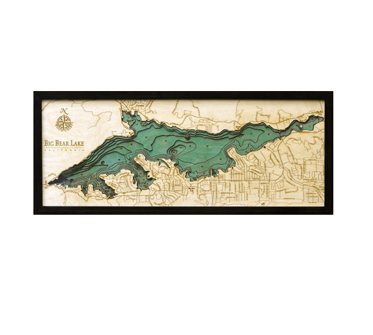 Big Bear Lake Wood Map 13.5” x 31”