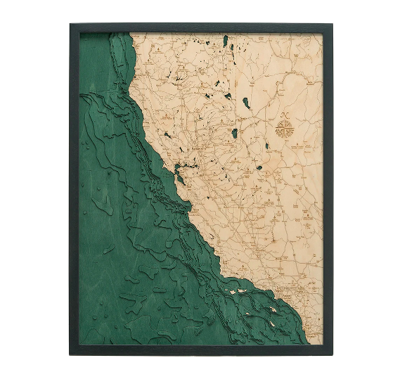 California Coast Wood Map