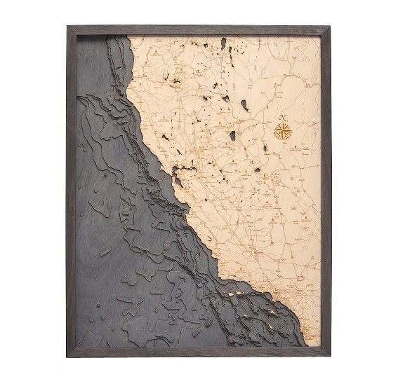 California Coast Wood Map