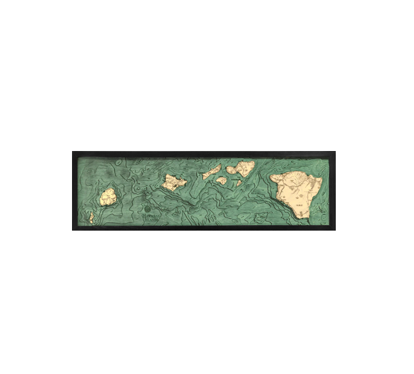 Hawaiian Islands Wood Map