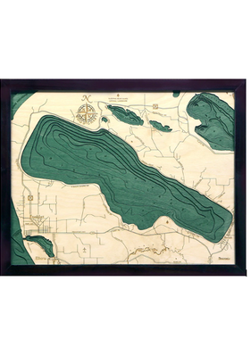 Crystal Lake Wood Map 16"H x 20"W