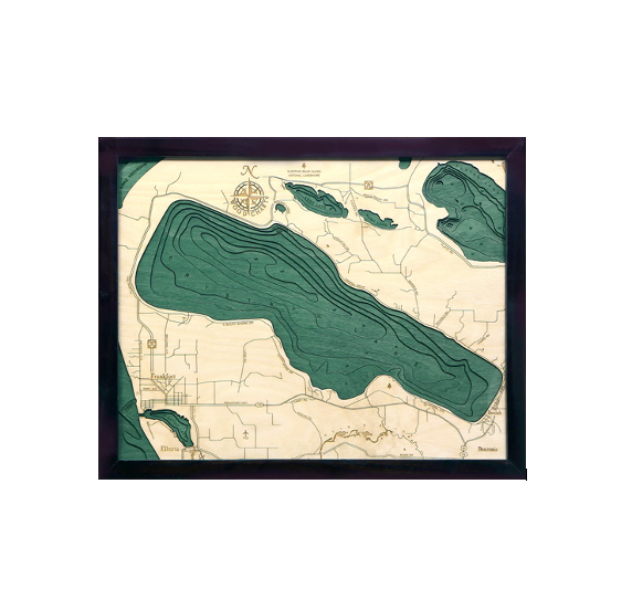 Crystal Lake Wood Map 16"H x 20"W