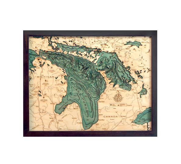 Lake Huron Wood Map