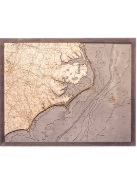 North Carolina Coast Wood Map